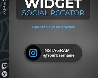 Twitch Animated Social Media Rotator Widget | Social Media Overlay YouTube TikTok | Customizable Streamer Tool