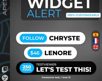 Twitch Widget Alerts PRO | All-in-One Animated Widget | Unique Design for Channel Points, Follow, Sub, Tip and Cheer | StreamElements & OBS