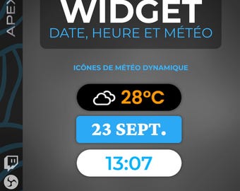 Animated Twitch Date Time Weather Widget | YouTube TikTok Streamer Overlay | Customizable Stream Tool