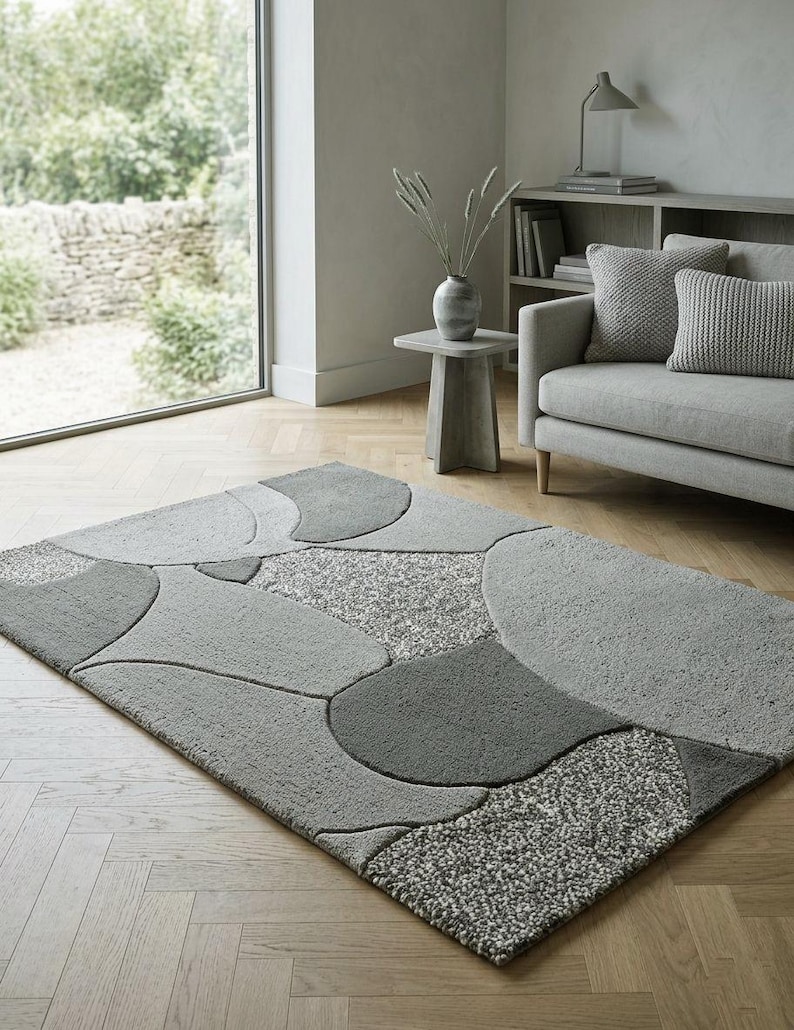 Sage Verdant Meadow high low pile Tufted Rug | Contemporary Living Room Decor your space in the lush tranquility of nature For living room. image 15