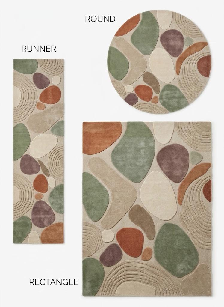 Large Alternative Rug Hand-tufted Wool Rug, Scandinavian Grid Design, Modern Abstract Area ...