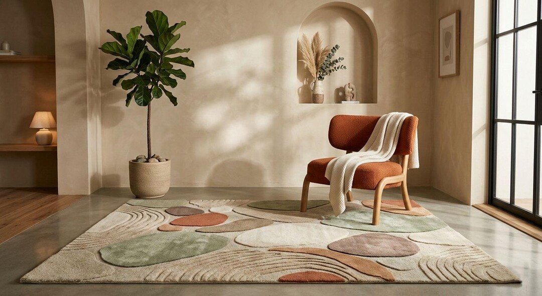Large Alternative Rug Hand-tufted Wool Rug, Scandinavian Grid Design, Modern Abstract Area ...