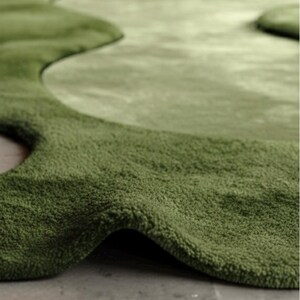 Earthy Green Nature Rug for Living Room, Bedroom, Cozy Home Decor, Plush 8x10 Rug Lush Tranquility Verdant Meadow High Low Pile Tufted Rug image 2