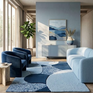 Sage Verdant Meadow high low pile Tufted Rug | Contemporary Living Room Decor your space in the lush tranquility of nature For living room. image 11