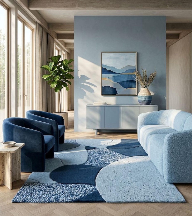 Sage Verdant Meadow high low pile Tufted Rug | Contemporary Living Room Decor your space in the lush tranquility of nature For living room. image 11