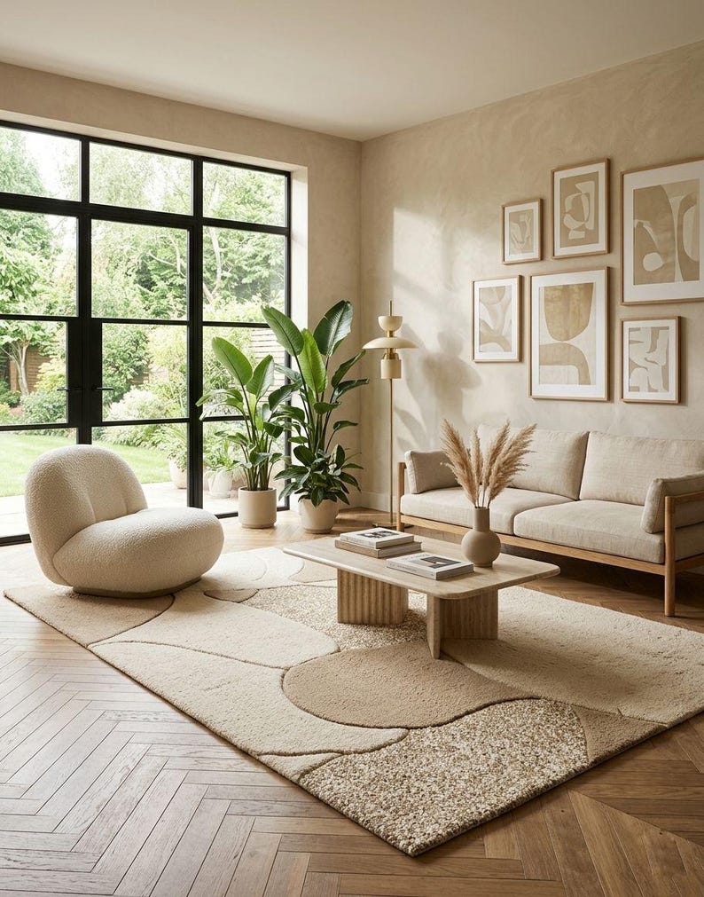 Sage Verdant Meadow high low pile Tufted Rug | Contemporary Living Room Decor your space in the lush tranquility of nature For living room. image 17