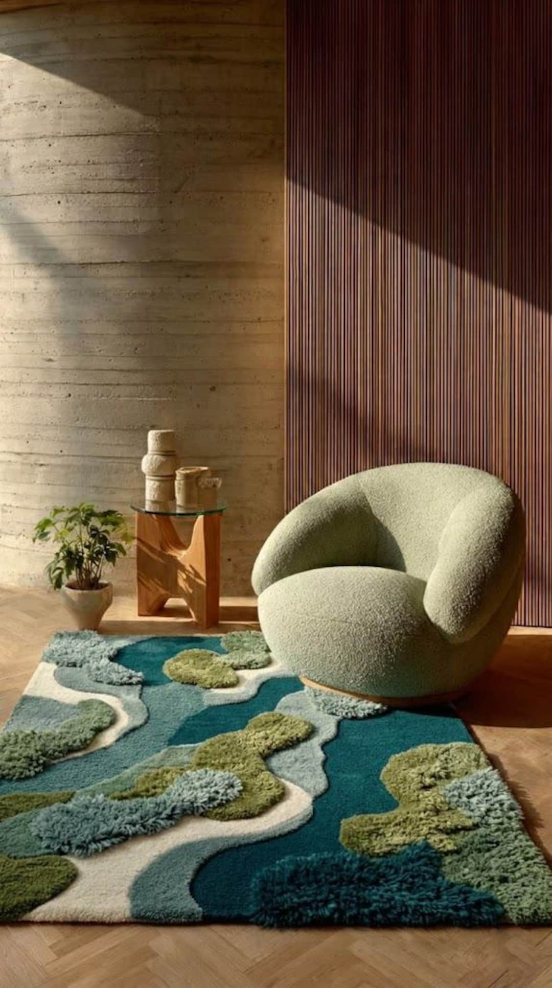 High Low Rug High Low Pile Organic Rug | High Pile Sculptural Area Rug ...