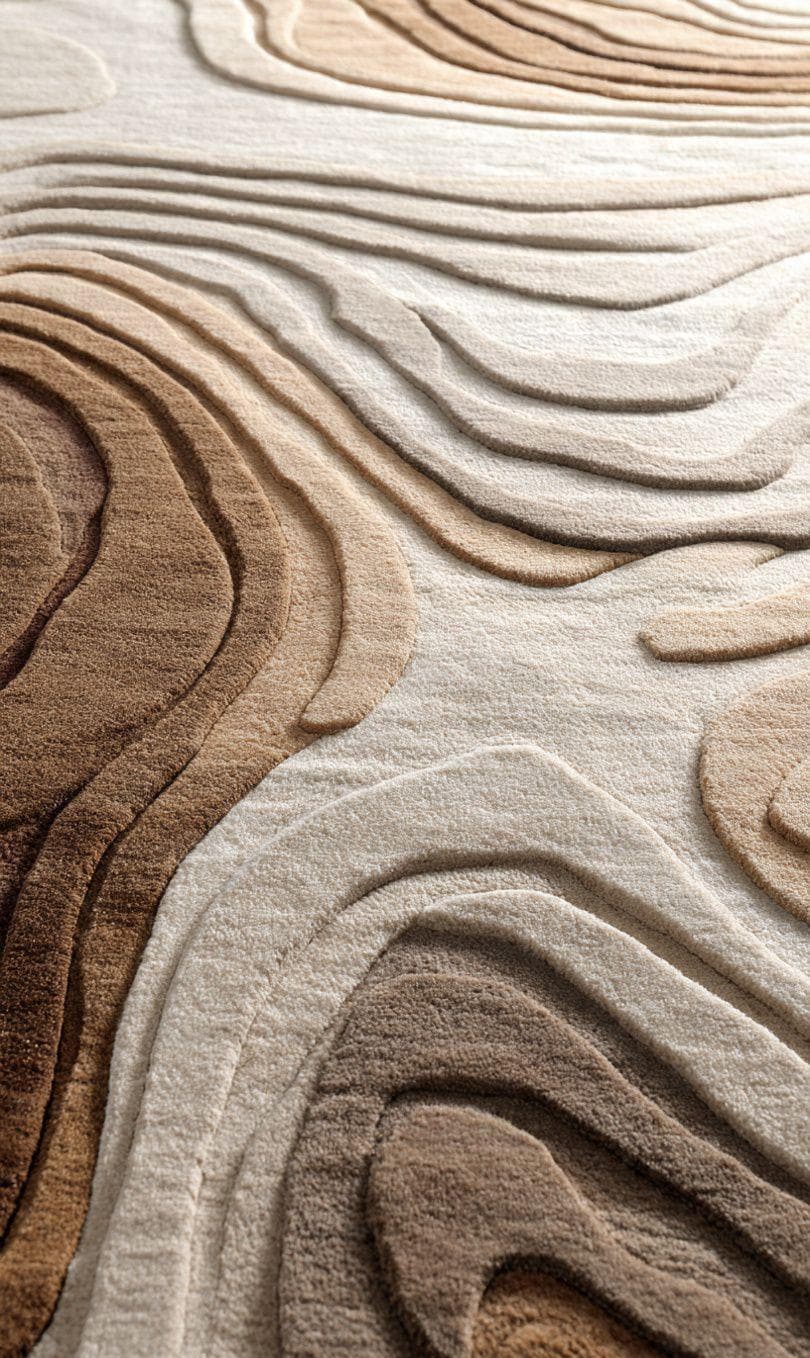 Natural Form Rug Natural Terrain Abstract Rug Modern Sculpted Hand-tufted Rug in Beige ...