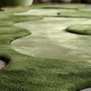 Earthy Green Nature Rug for Living Room, Bedroom, Cozy Home Decor, Plush 8x10 Rug Lush Tranquility Verdant Meadow High Low Pile Tufted Rug image 3