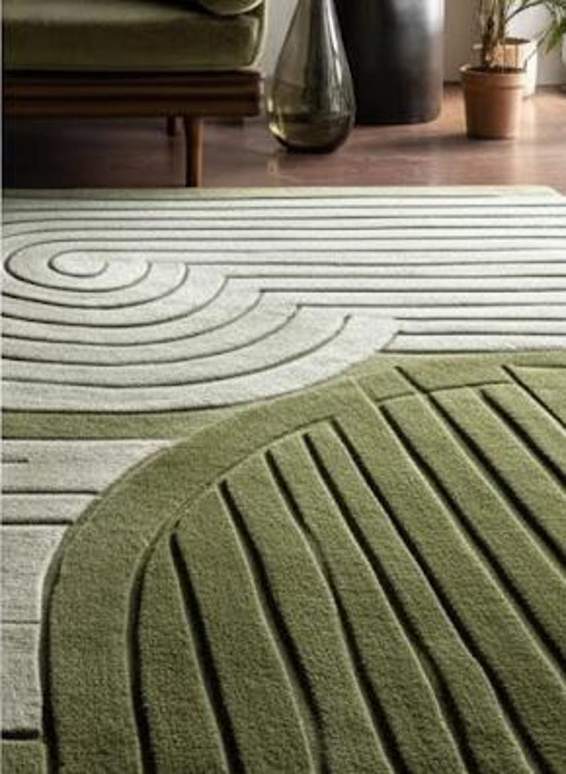 Green Earthy Pattern Rug Earthy Green Nature Rug for Living Room, Bedroom, Cozy Home Decor ...