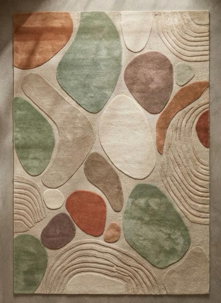 Hand-tufted Wool Rug, Scandinavian Grid Design, Modern Abstract Area ...