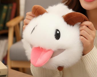 Handmade Poro Plush Toy | LoL Fan Made Poro Stuffed Plushie | 30cm LoL Poro Gift for Gamers | Gaming Setup Plush Decor