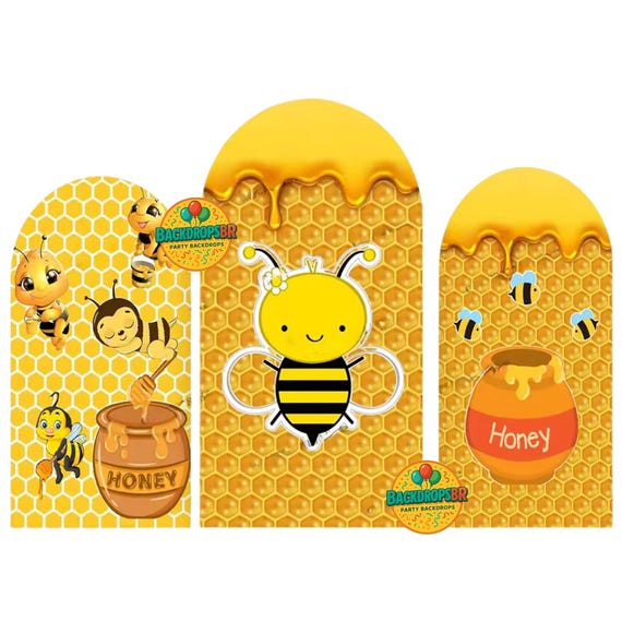 Little bee Arch Backdrop Cover Backdrop 3 pieces| baby shower bee backdrop