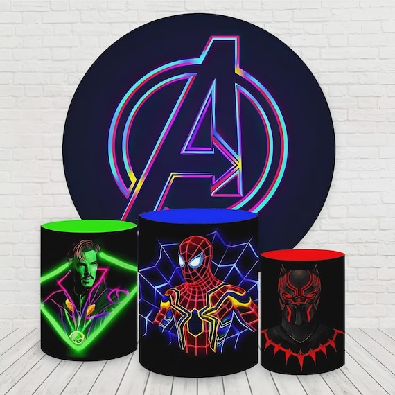 Super Heroes Round Backdrop Cylinders Cover Round Backdrop Cover Photo Photography Background