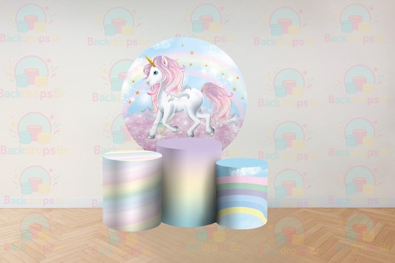Unicorn Cartoon Inspired Round Backdrop Cylinders Cover Round Backdrop Cover Photo Photography Background
