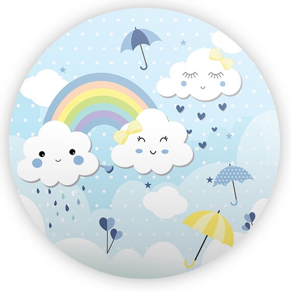 Cartoon rain of love rainbow Inspired Round Backdrop | Round Backdrop Cover | Photo Photography Background