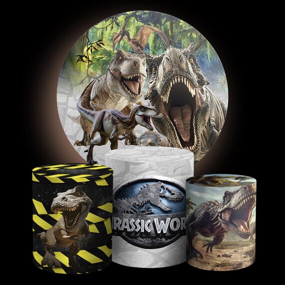 Cartoon dinosaur Inspired Round Backdrop Cylinders Cover Round Backdrop Cover Photo Photography Background