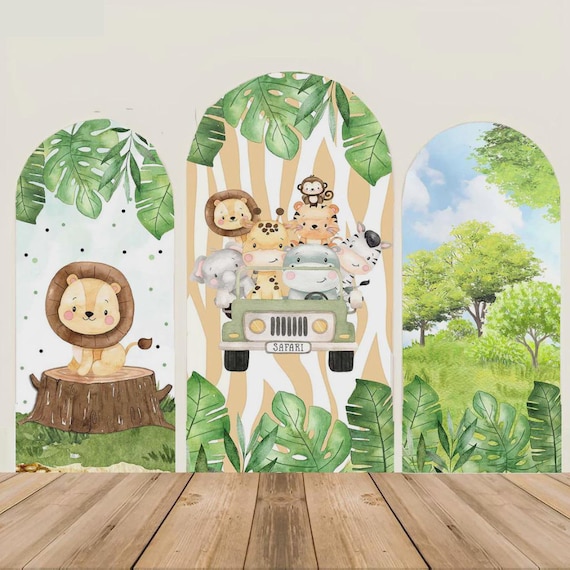 Safari Arch Backdrop Cover Backdrop 3 pieces|Birthday Backdrop| baby shower backdrop | safari