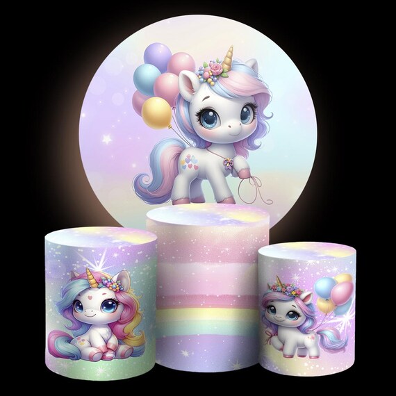 Unicorn Cartoon Inspired Round Backdrop Cylinders Cover Round Backdrop Cover Photo Photography Background