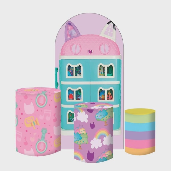 Inspired Magical House Gabby Arch Backdrop Set 4 Pieces | Cylinder Covers for Birthday Party
