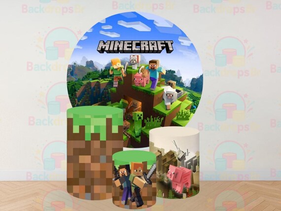 Cartoon games Inspired Round Backdrop Cylinders Cover Round Backdrop Cover Photo Photography Background
