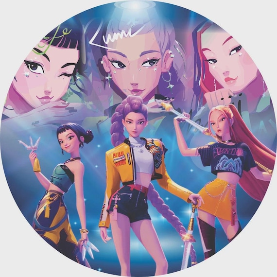 K-pop Inspired Cartoon Demon Hunter Kpop Round Backdrop | Round Backdrop Cover | Photo Photography Background