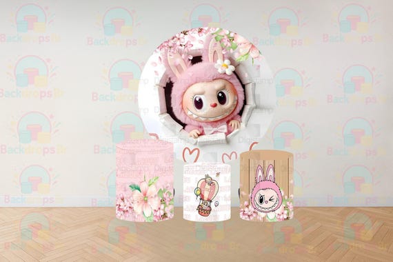 Cartoon Labu Inspired Round Backdrop Cylinders Cover Round Backdrop Cover Photo Photography Background