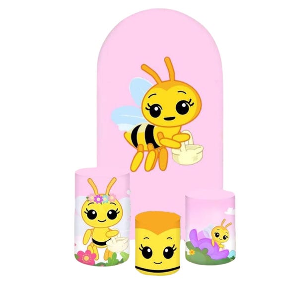 Little Bee Arch Backdrop Set 4 Pieces | Cylinder Covers for Birthday Party | baby shower