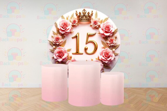 15 años fiesta Inspired Round Backdrop Cylinders Cover Round Backdrop Cover Photo Photography Background
