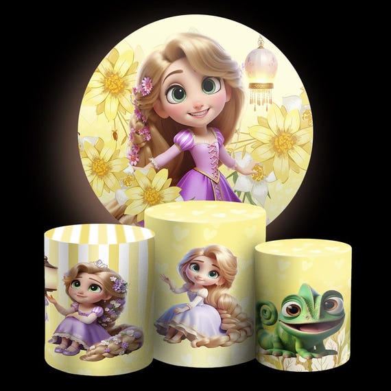 Cartoon princess Inspired Round Backdrop Cylinders Cover Round Backdrop Cover Photo Photography Background