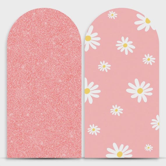Pink Daisy Flowers Backdrop cover Set of 2 | Roman Panel | PhotoBackdrop