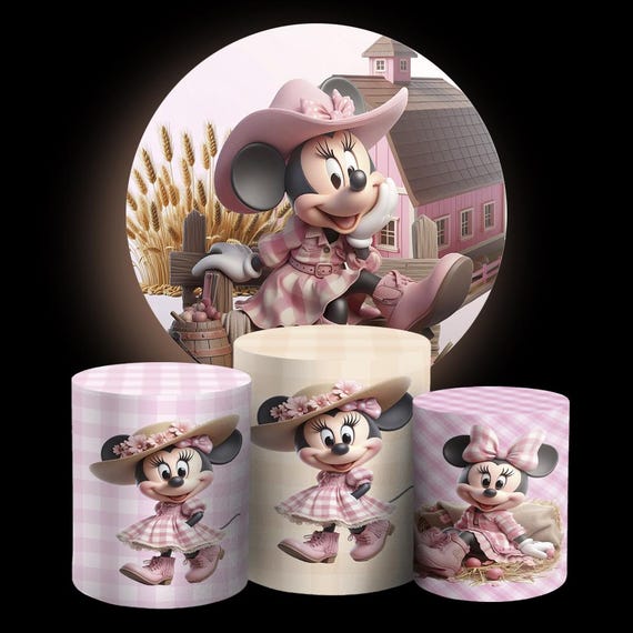 Cartoon Inspired Farm Round Backdrop Cylinders Cover Round Backdrop Cover Photo Photography Background
