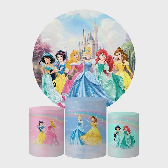 Princess Cartoon Inspired Round Backdrop Cylinders Cover Round Backdrop Cover Photo Photography Background