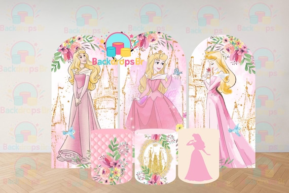 Princess Inspired Arch Backdrop Set 6 Pieces | Cylinder Covers for Birthday Party