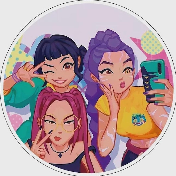 Kpop Inspired Cartoon Demon Hunter Kpop Round Backdrop | Round Backdrop Cover | Photo Photography Background