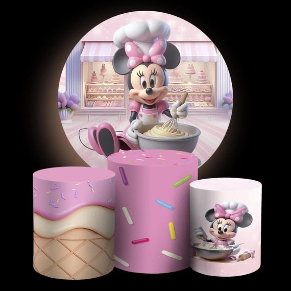 Cartoon Baker Inspired Round Backdrop Cylinders Cover Round Backdrop Cover Photo Photography Background