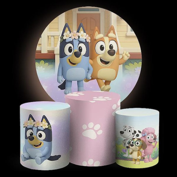 Cartoon Dogs and friends Inspired Round Backdrop Cylinders Cover Round Backdrop Cover Photo Photography Background
