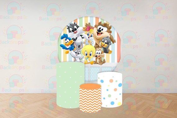 Cartoon Baby Inspired Round Backdrop Cylinders Cover Round Backdrop Cover Photo Photography Background