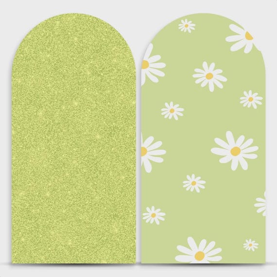Green Daisy Flowers Backdrop cover Set of 2 | Roman Panel | PhotoBackdrop