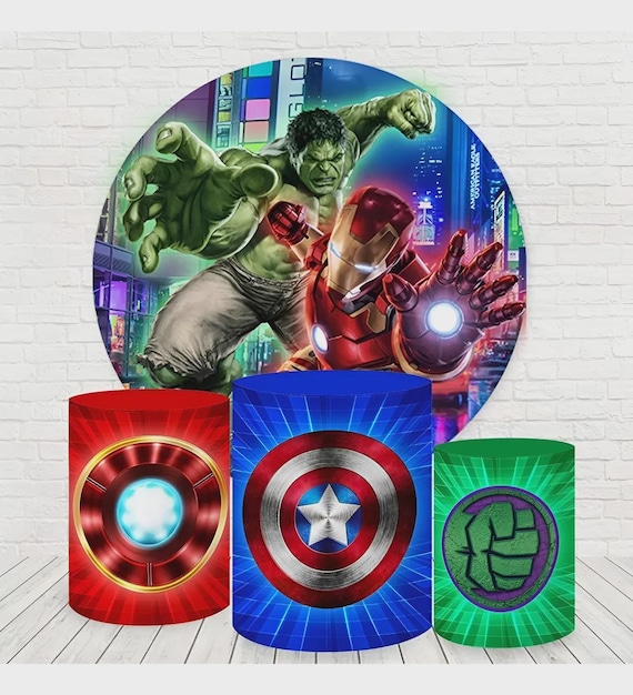 Super Heroes Round Backdrop Cylinders Cover Round Backdrop Cover Photo Photography Background