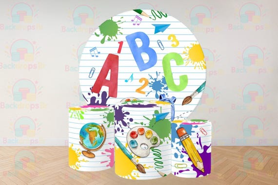 ABC Cartoon Inspired Round Backdrop Cylinders Cover Round Backdrop Cover Photo Photography Background