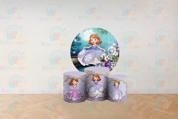 Cartoon princess Inspired Round Backdrop Cylinders Cover Round Backdrop Cover Photo Photography Background