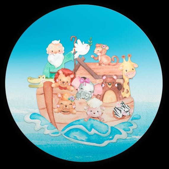 Cartoon Noah’s Ark Inspired Round Backdrop | Round Backdrop Cover | Photo Photography Background