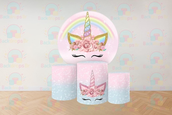 Unicorn Cartoon Inspired Round Backdrop Cylinders Cover Round Backdrop Cover Photo Photography Background