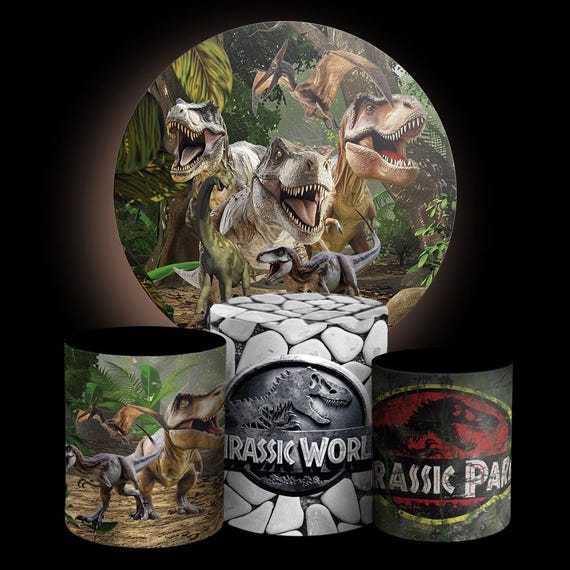 Cartoon dinosaur Inspired Round Backdrop Cylinders Cover Round Backdrop Cover Photo Photography Background