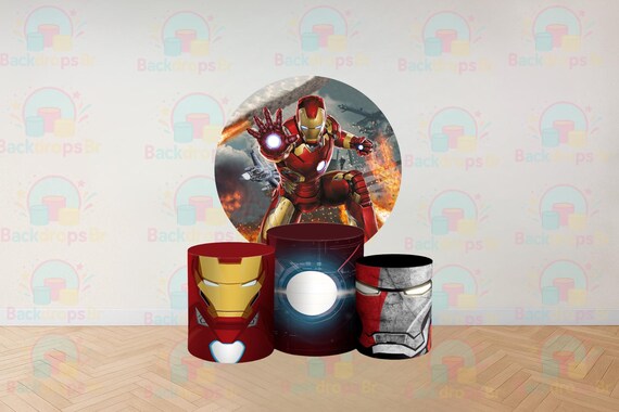 Cartoon Super Hero Inspired Round Backdrop Cylinders Cover Round Backdrop Cover Photo Photography Background