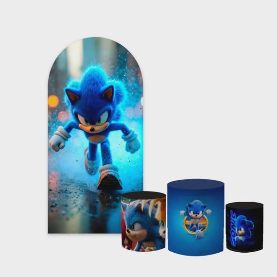 Cartoon Headghog Arch Backdrop Set 4 Pieces | Cylinder Covers for Birthday Party