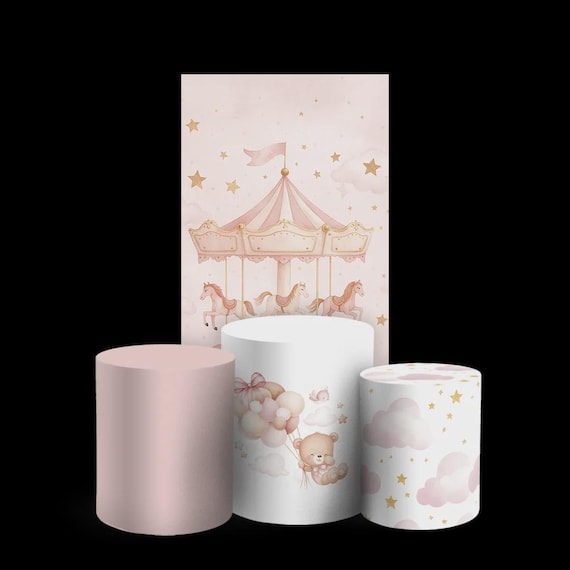 Baby Shower Arch Backdrop Set 4 Pieces | Oh baby arch backdrop |Cylinder Covers for Birthday Party| bear babyshower| caroseul
