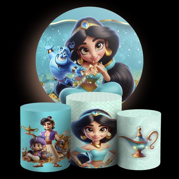 Cartoon princess Inspired Round Backdrop Cylinders Cover Round Backdrop Cover Photo Photography Background