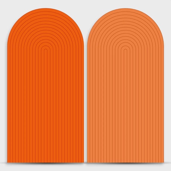 Ripple Arch Backdrop cover Set of 2 orange | Roman Panel | wood imitation